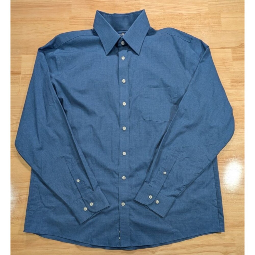Stafford Travel Dress Shirt Mens XL 17 36/37 Regular Fit Easy Care Broadcloth